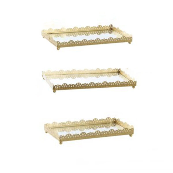 BANDEJA DECORACION SET METAL ESPEJO