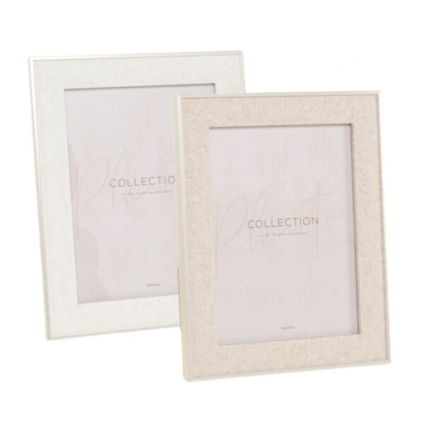 Portafotos 15x20 efecto piedra en color beige y blanco