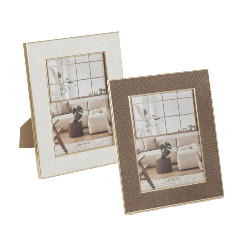 Portafotos 13x18 de plástico con filo en blanco y marrón