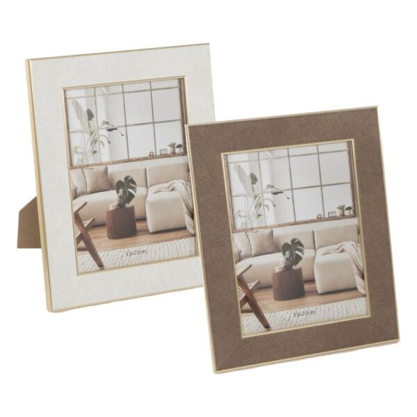 Portafotos 15x20 de plástico con filo en blanco y marrón