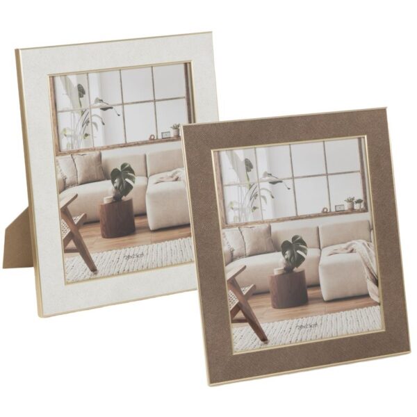 Portafotos 20x25 de plástico con filo en blanco y marrón
