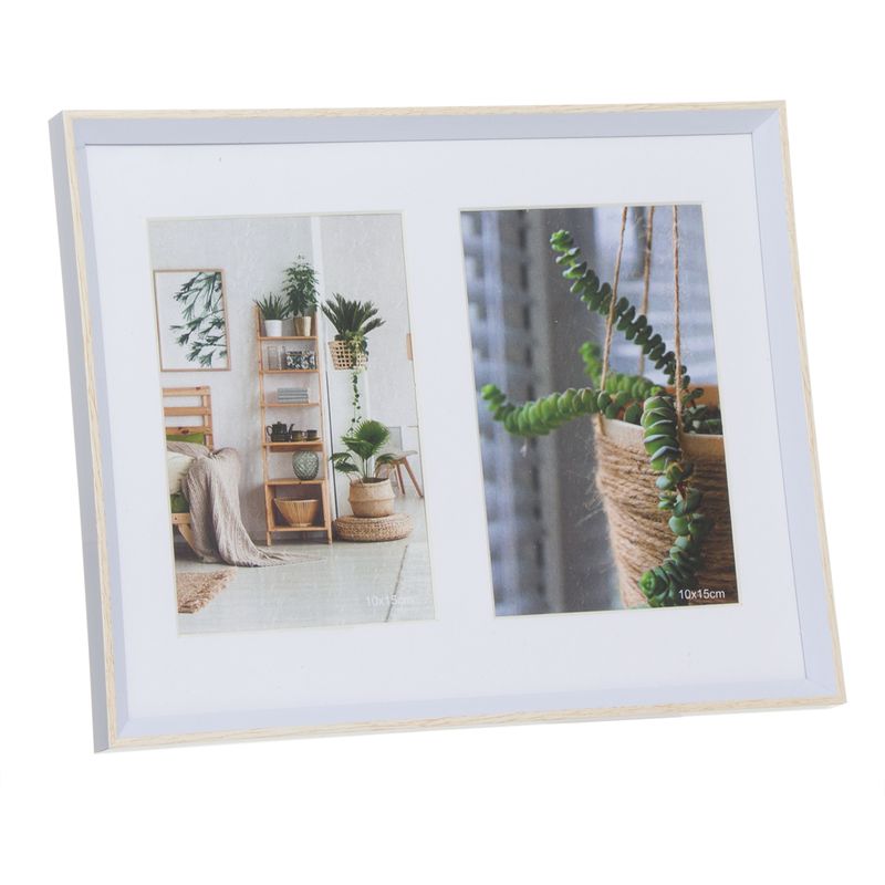Portafotos doble 10x15 blanco de plástico