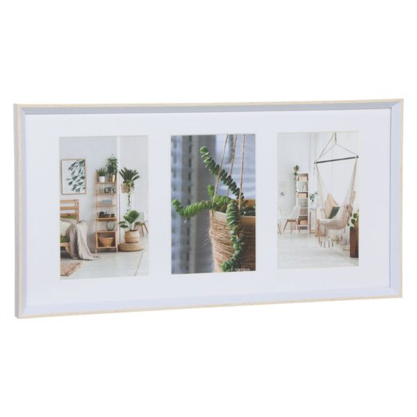 Portafotos triple 10x15 blanco de plástico