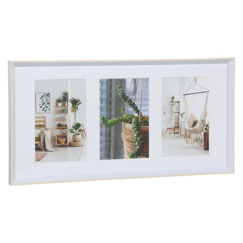 Portafotos triple 10x15 blanco de plástico
