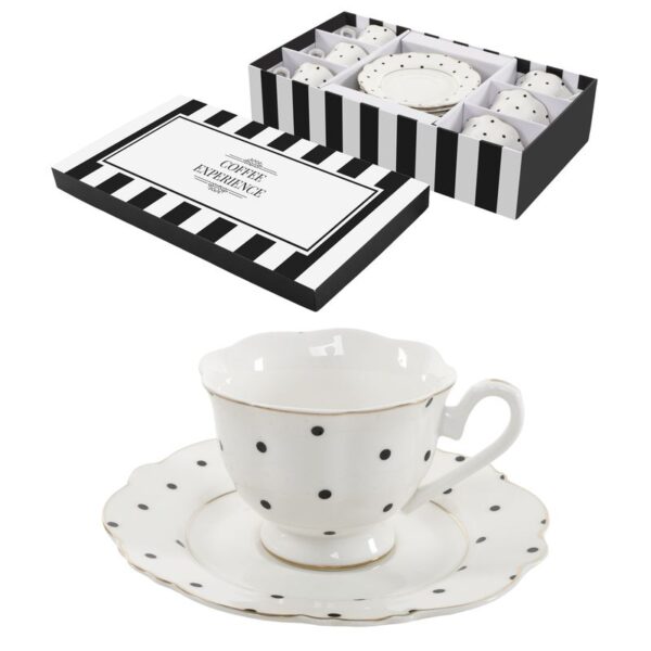 Set de 6 tazas de café de 90 ml con plato de cerámica
