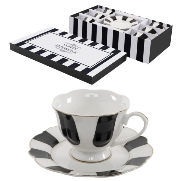 Set de 4 tazas de café de 200 ml con plato de cerámica