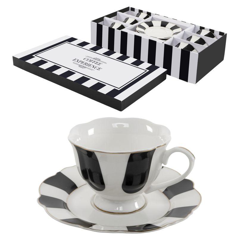 Set de 4 tazas de café de 200 ml con plato de cerámica