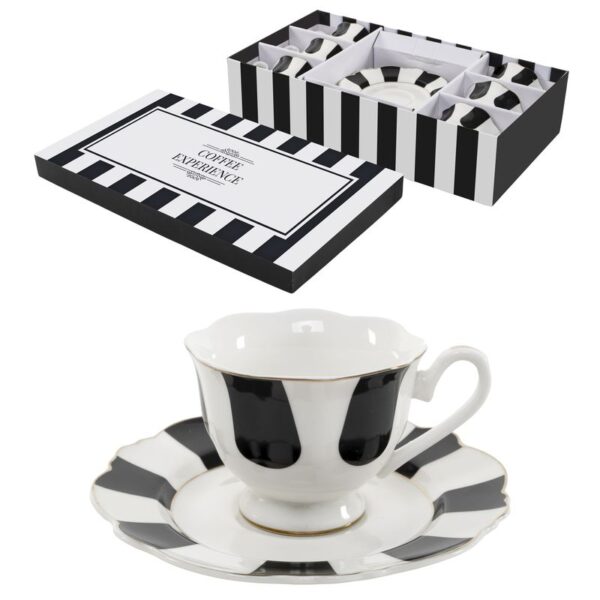 Set de 6 tazas de café de 90 ml con plato de cerámica