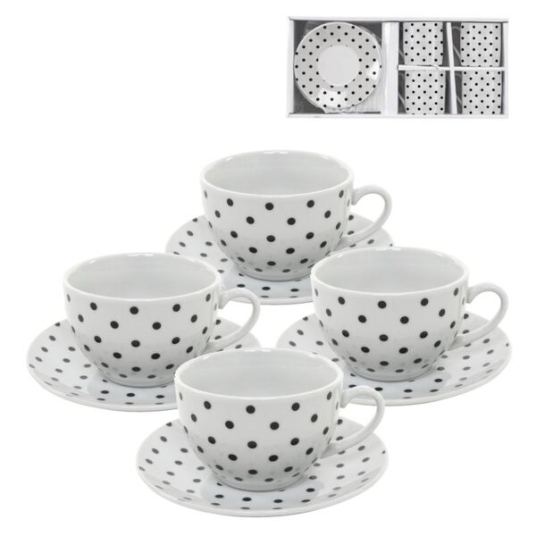 Set de 4 tazas de café de 220 ml con plato de cerámica