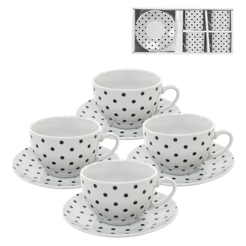 Set de 4 tazas de café de 220 ml con plato de cerámica