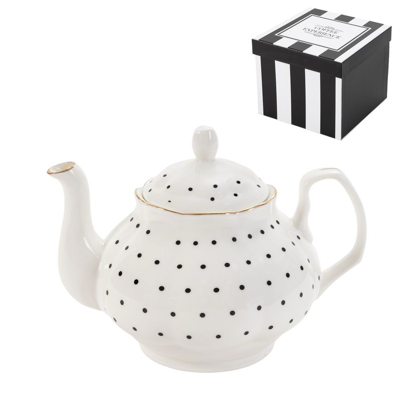 Tetera con diseño clásico de topos de cerámica