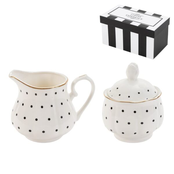 Juego de lechera y azucarero con diseño clásico de topos