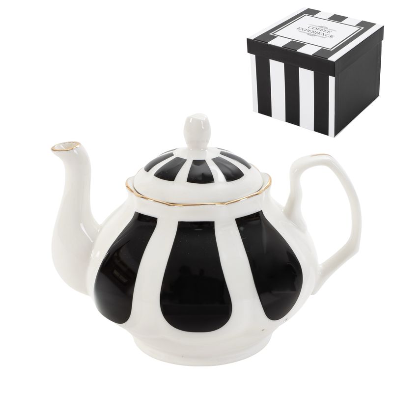 Tetera con diseño clásico de rayas de cerámica