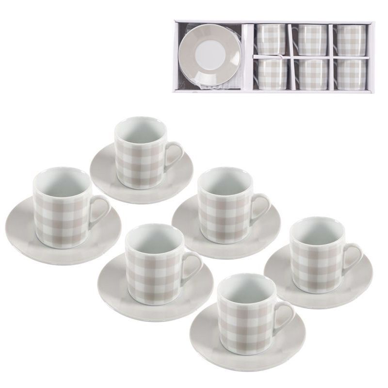 Juego de café Vichy de cerámica con 6 tazas de 90 ml.