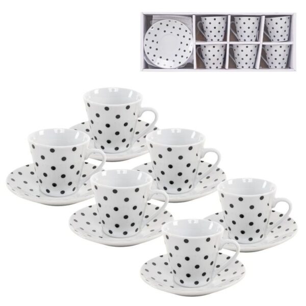 Set de 6 tazas de café de 90 ml con plato de cerámica