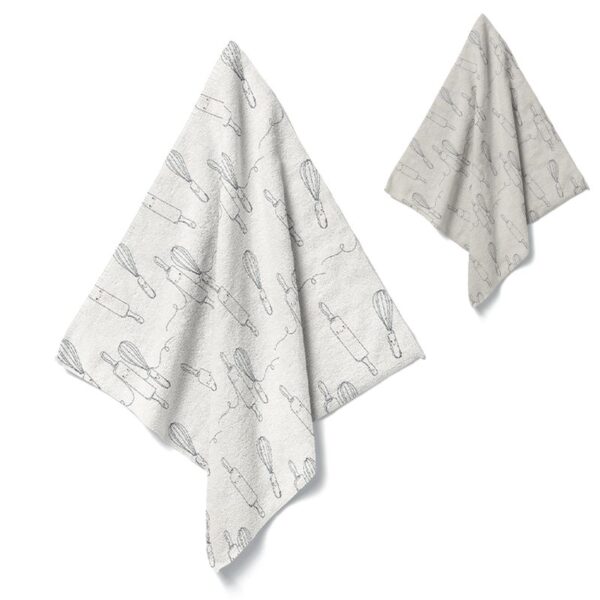 Paño de microfibra con dibujos de cocina.