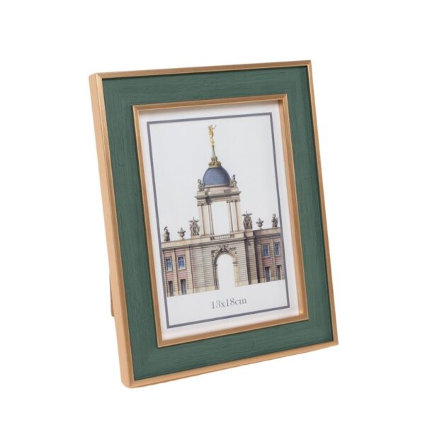 Portafotos 13×18 bicolor madera y verde.