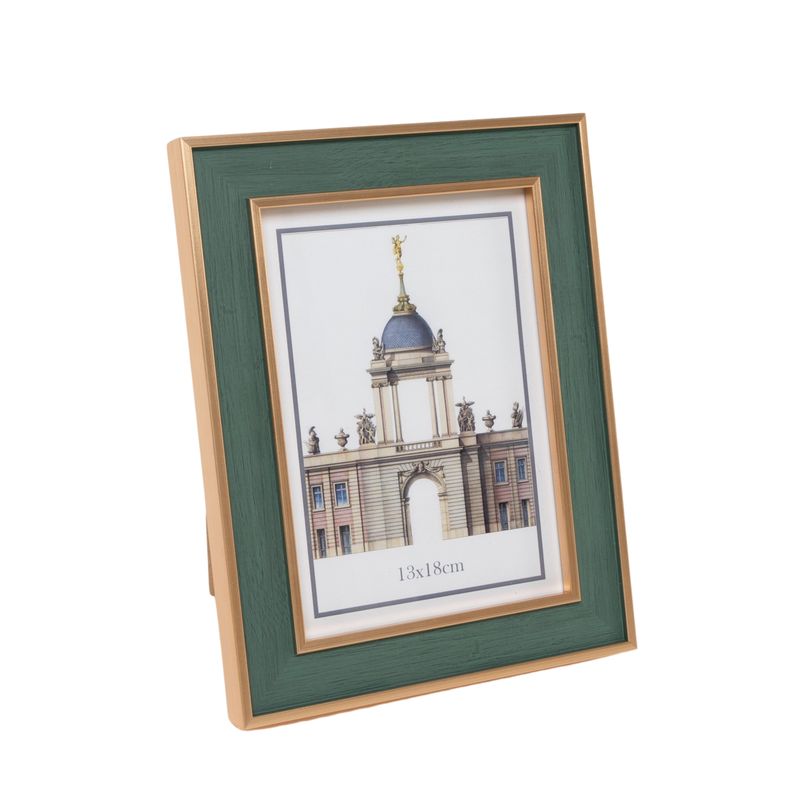 Portafotos 13×18 bicolor madera y verde.