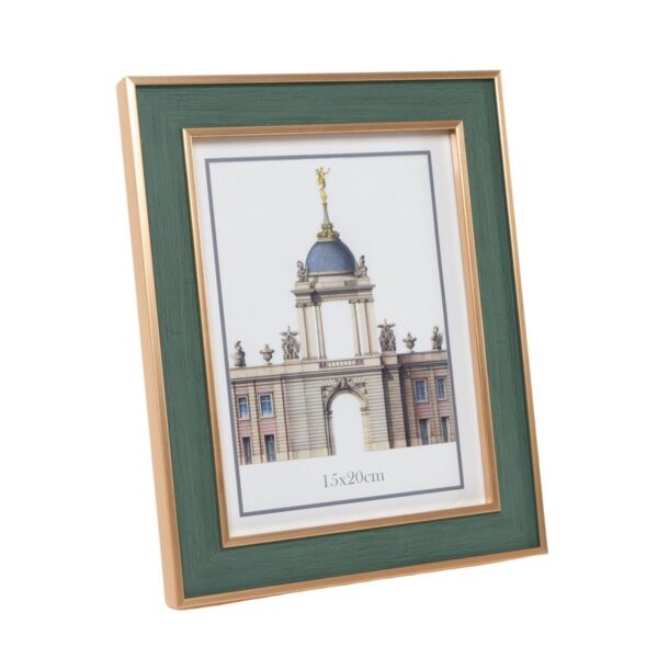 Portafotos bicolor 15×20 verde con borde efecto madera