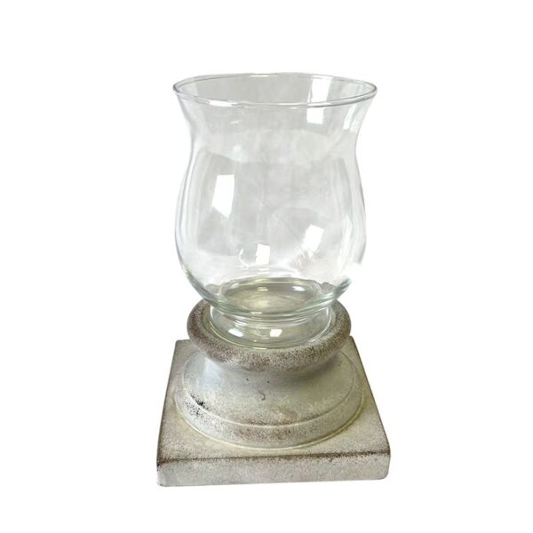 Candelabro de cemento 23 cm acabado natural.