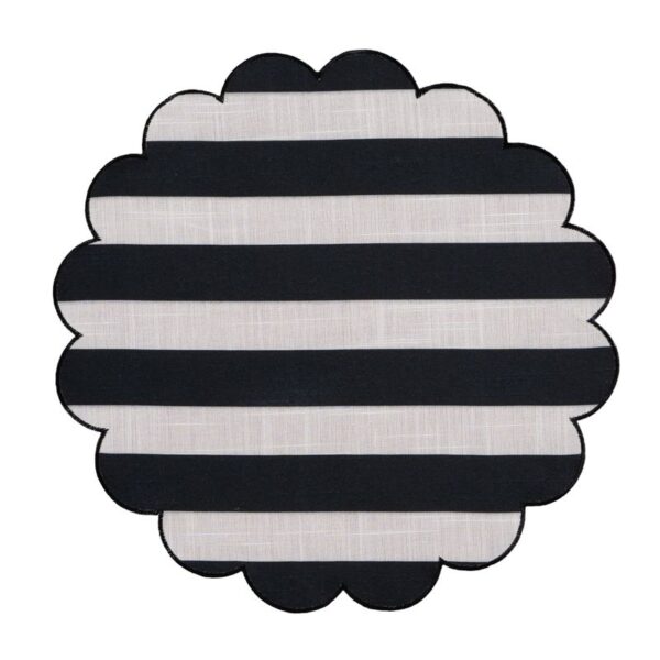 Mantel individual de 38cm con rayas blancas y negras