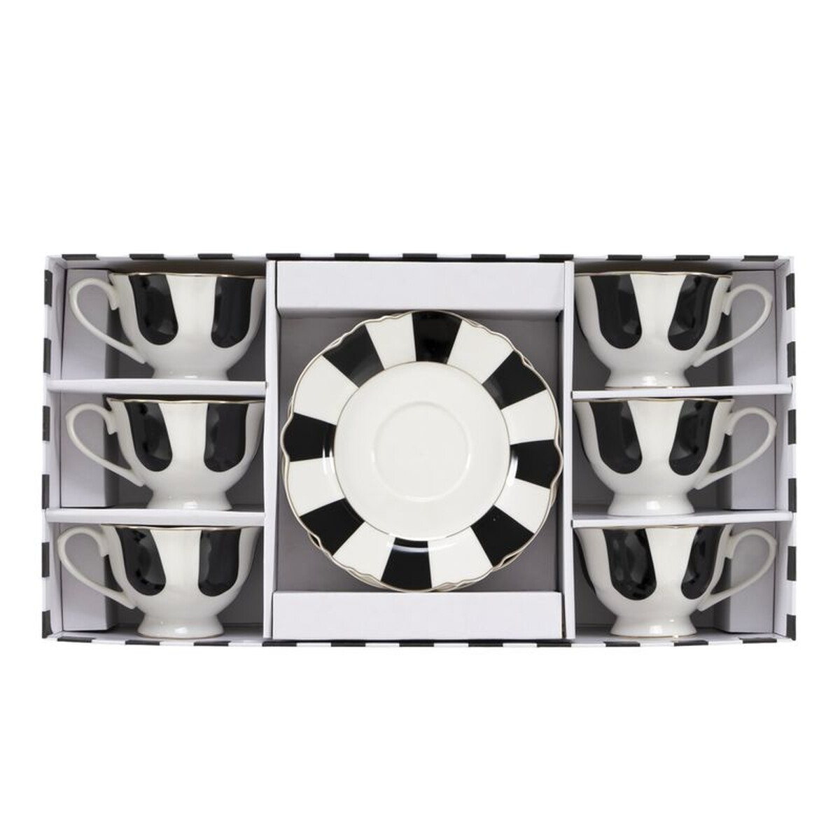 Juego de 6 tazas de café de 200 ml diseño Rayas en cerámica