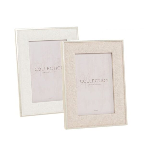 Portafotos 20x25 efecto piedra en color beige y blanco
