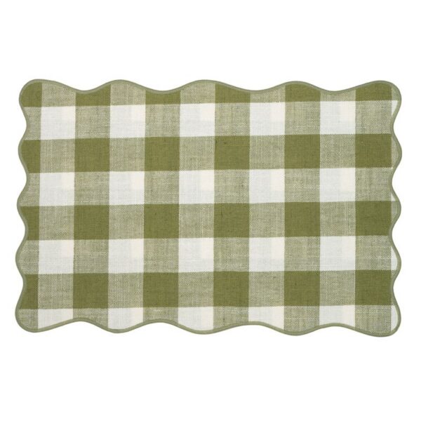Mantel individual verde Vichy 45 × 30 con ondas